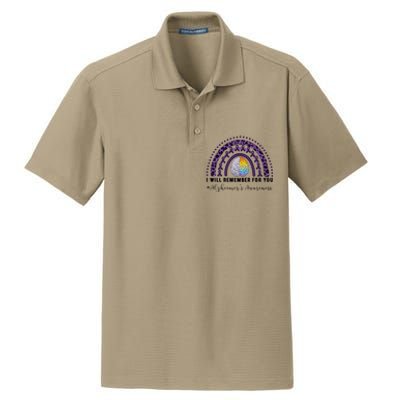 I Will Remember For You Rainbow Brain Alzheimer's Awareness Great Gift Dry Zone Grid Polo