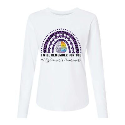 I Will Remember For You Rainbow Brain Alzheimer's Awareness Great Gift Womens Cotton Relaxed Long Sleeve T-Shirt