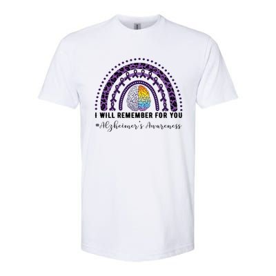 I Will Remember For You Rainbow Brain Alzheimer's Awareness Great Gift Softstyle CVC T-Shirt