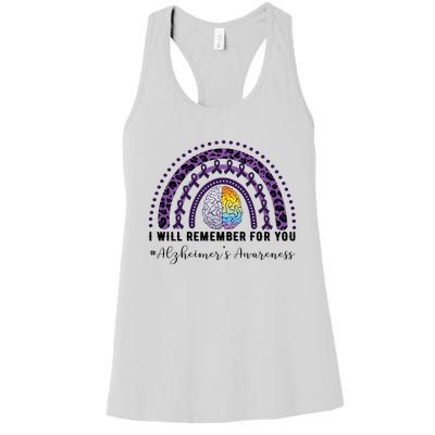 I Will Remember For You Rainbow Brain Alzheimer's Awareness Great Gift Women's Racerback Tank