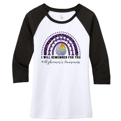 I Will Remember For You Rainbow Brain Alzheimer's Awareness Great Gift Women's Tri-Blend 3/4-Sleeve Raglan Shirt