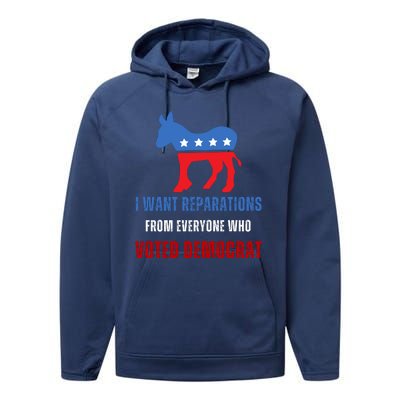 I Want Reparations From Everyone Who Voted Democrat Performance Fleece Hoodie