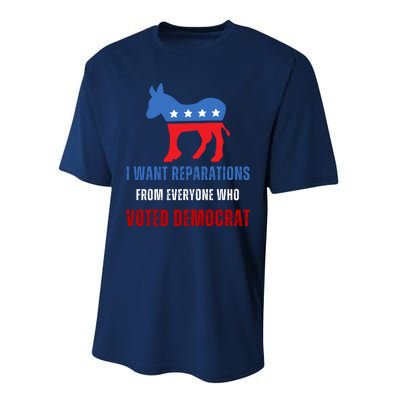 I Want Reparations From Everyone Who Voted Democrat Performance Sprint T-Shirt