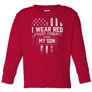 I Wear Red Every Friday For My Son Mom Dad Toddler Long Sleeve Shirt