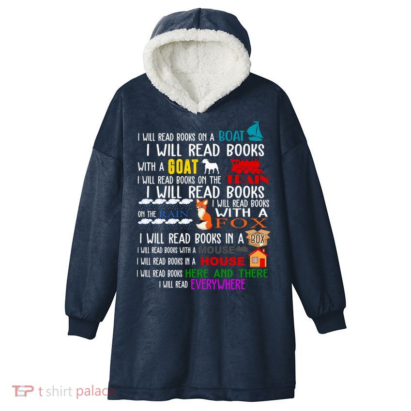 I Will Read Books Everywhere Hooded Wearable Blanket