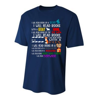 I Will Read Books Everywhere Performance Sprint T-Shirt