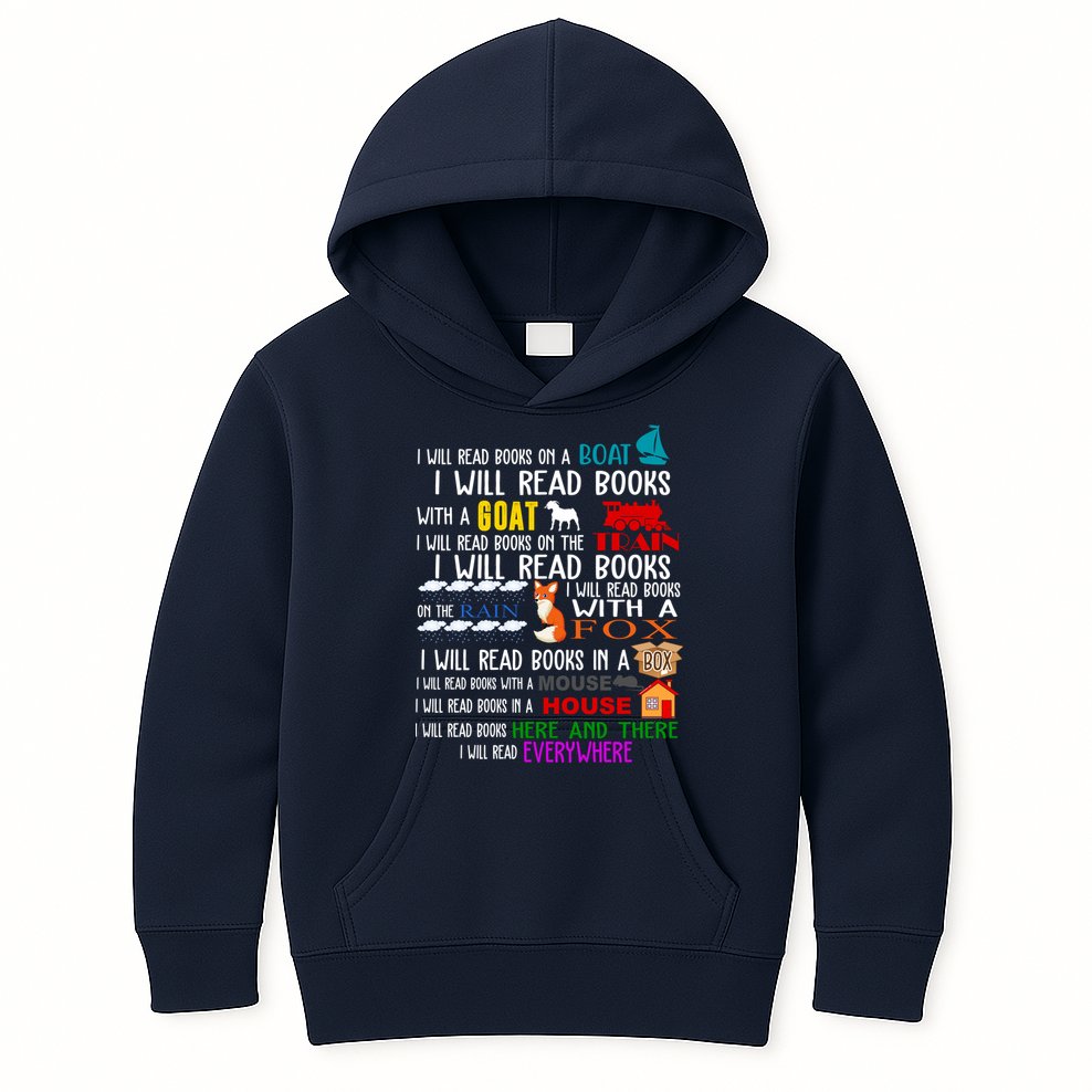 I Will Read Books Everywhere Kids Hoodie