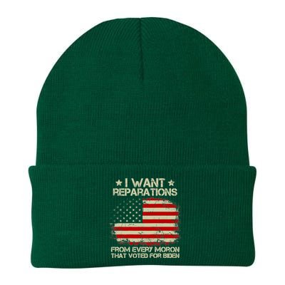 I Want Reparations From Every Moron That Voted Biden ON BACK Tank Top Knit Cap Winter Beanie