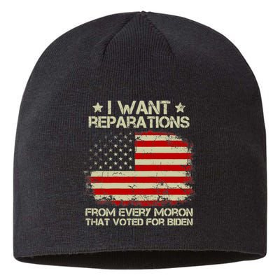 I Want Reparations From Every Moron That Voted Biden ON BACK Tank Top Sustainable Beanie