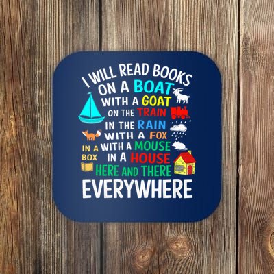 I Will Read Books On A Boat & Everywhere Reading Gift Coaster