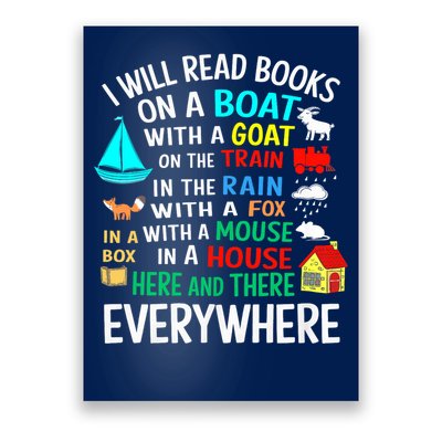 I Will Read Books On A Boat & Everywhere Reading Gift Poster