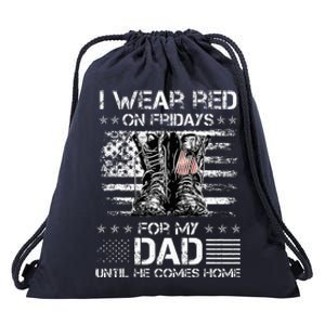 I Wear Red On Friday For My Dad Combat Boots Veteran Day Drawstring Bag