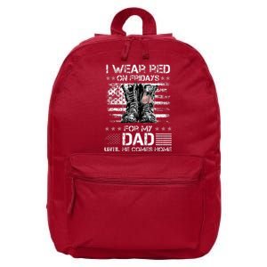 I Wear Red On Friday For My Dad Combat Boots Veteran Day 16 in Basic Backpack