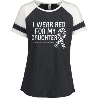 I Wear Red For My Daughter CHD Congenital Heart Disease Enza Ladies Jersey Colorblock Tee