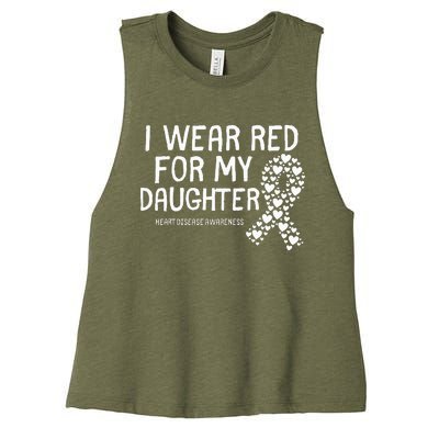 I Wear Red For My Daughter CHD Congenital Heart Disease Women's Racerback Cropped Tank