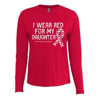 I Wear Red For My Daughter CHD Congenital Heart Disease Womens Cotton Relaxed Long Sleeve T-Shirt