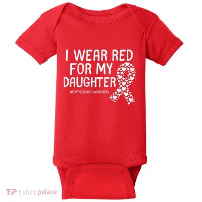 I Wear Red For My Daughter CHD Congenital Heart Disease Baby Bodysuit