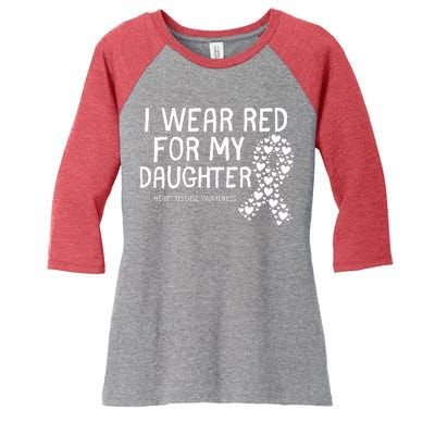 I Wear Red For My Daughter CHD Congenital Heart Disease Women's Tri-Blend 3/4-Sleeve Raglan Shirt