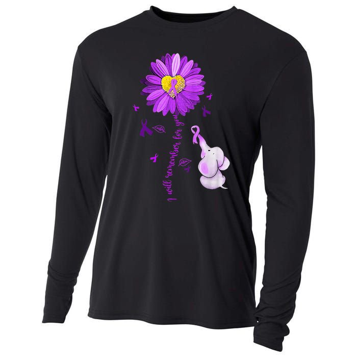 I Will Remember For You Elephant Alzheimers Awareness Cooling Performance Long Sleeve Crew