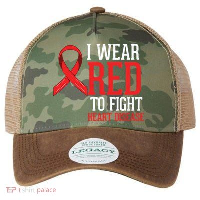 I Wear Red For Heart Disease Awareness Legacy Tie Dye Trucker Hat