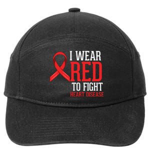 I Wear Red For Heart Disease Awareness 7-Panel Snapback Hat