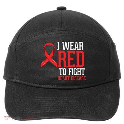 I Wear Red For Heart Disease Awareness 7-Panel Snapback Hat