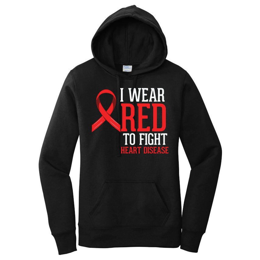 I Wear Red For Heart Disease Awareness Women's Pullover Hoodie