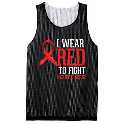 I Wear Red For Heart Disease Awareness Mesh Reversible Basketball Jersey Tank