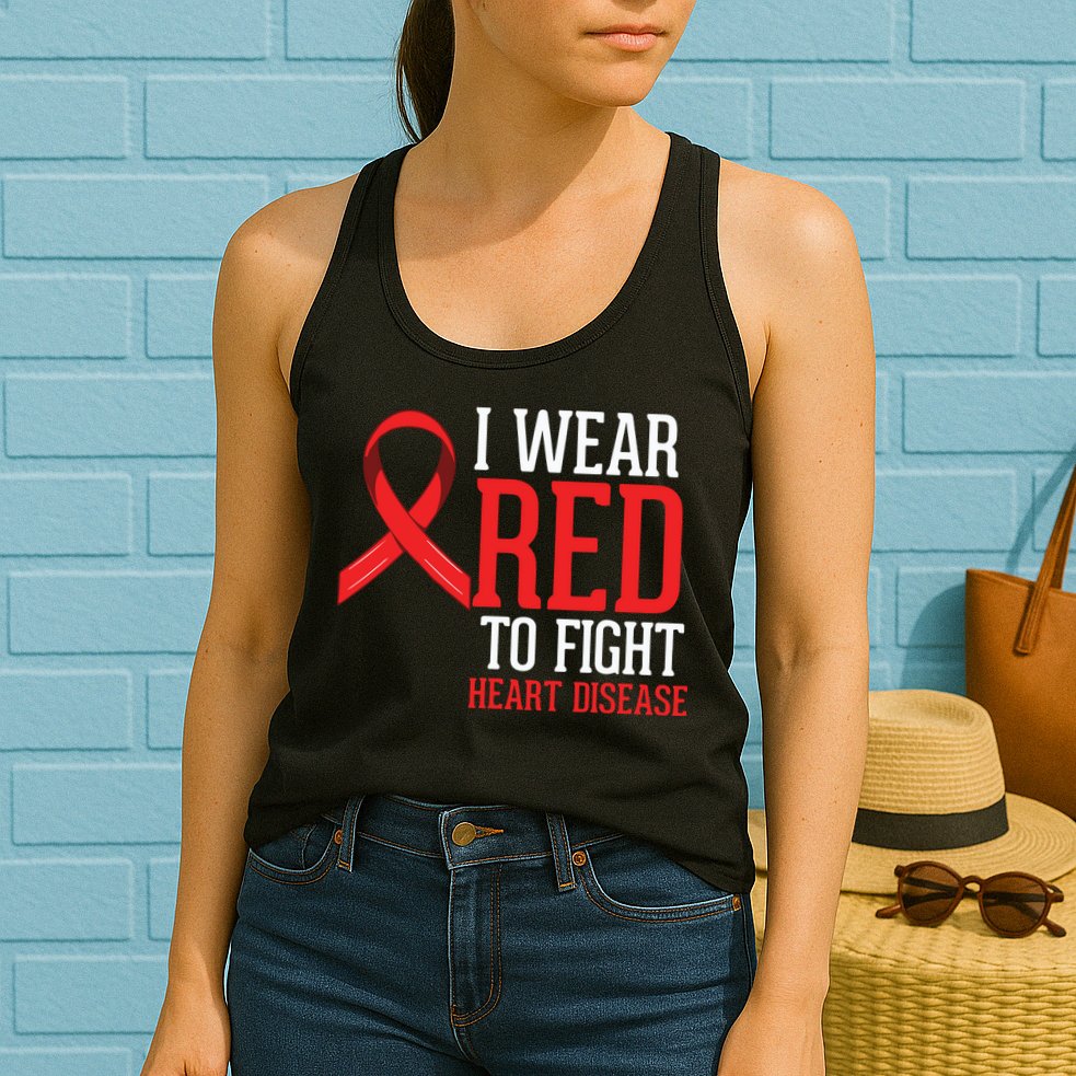 I Wear Red For Heart Disease Awareness Womens Tank Top