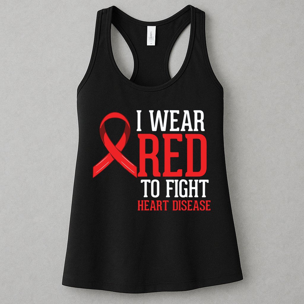 I Wear Red For Heart Disease Awareness Womens Tank Top