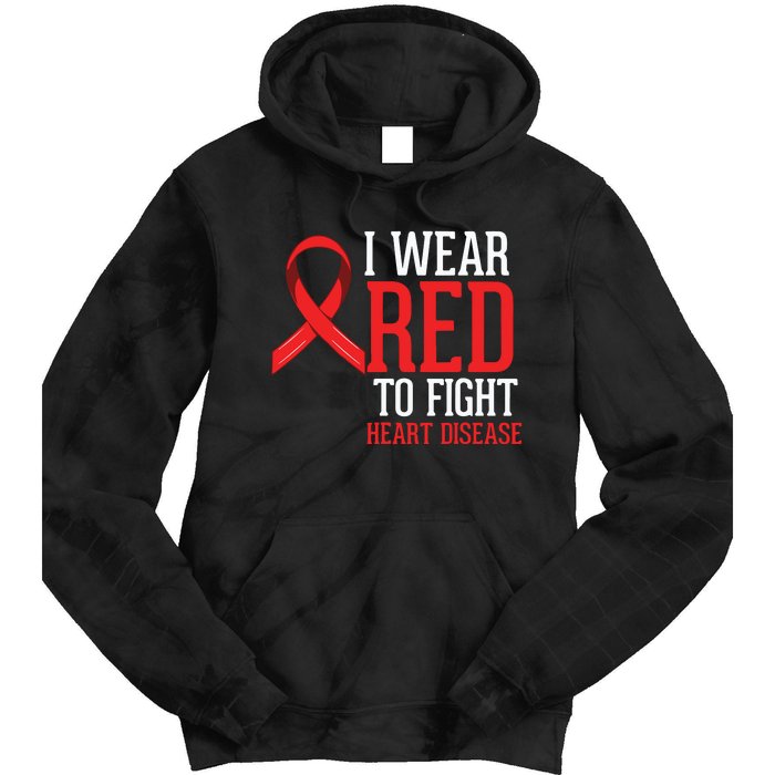 I Wear Red For Heart Disease Awareness Tie Dye Hoodie