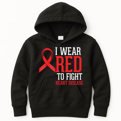 I Wear Red For Heart Disease Awareness Kids Hoodie