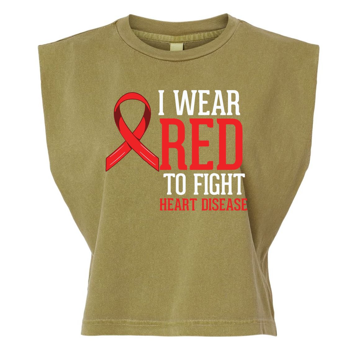 I Wear Red For Heart Disease Awareness Garment-Dyed Women's Muscle Tee