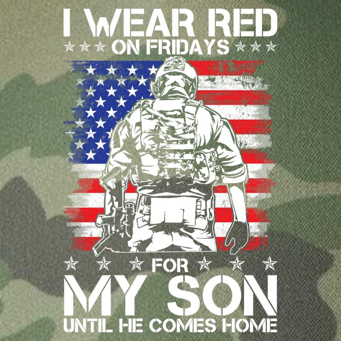 I Wear Red On Fridays For My Son Until He Comes Home Red White And Blue Legacy Tie Dye Trucker Hat