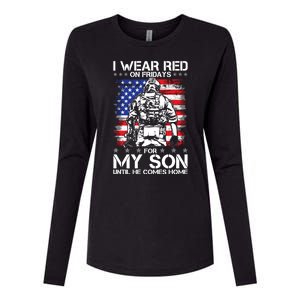 I Wear Red On Fridays For My Son Until He Comes Home Red White And Blue Womens Cotton Relaxed Long Sleeve T-Shirt