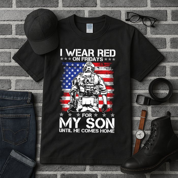 I Wear Red On Fridays For My Son Until He Comes Home Red White And Blue Tall T-Shirt
