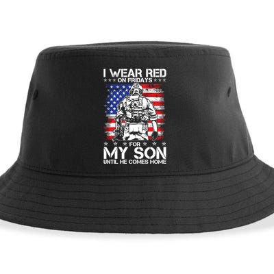 I Wear Red On Fridays For My Son Until He Comes Home Red White And Blue Sustainable Bucket Hat