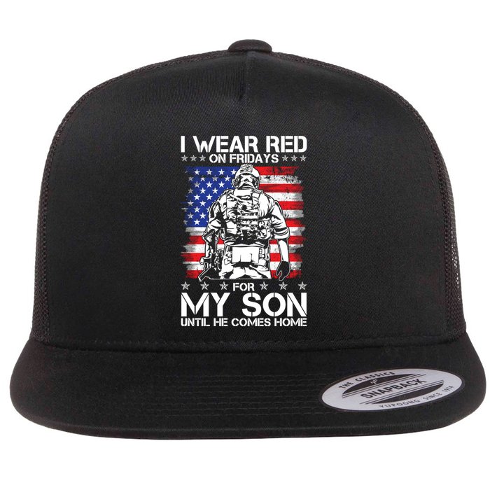 I Wear Red On Fridays For My Son Until He Comes Home Red White And Blue Flatbill Hat