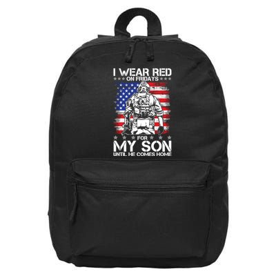 I Wear Red On Fridays For My Son Until He Comes Home Red White And Blue 16 in Basic Backpack