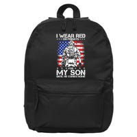 I Wear Red On Fridays For My Son Until He Comes Home Red White And Blue 16 in Basic Backpack