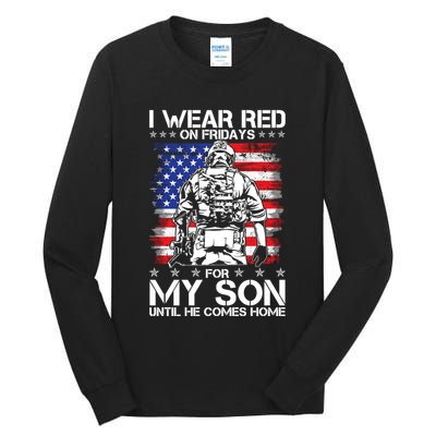 I Wear Red On Fridays For My Son Until He Comes Home Red White And Blue Tall Long Sleeve T-Shirt