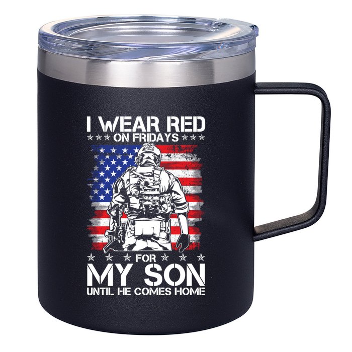 I Wear Red On Fridays For My Son Until He Comes Home Red White And Blue 12oz Stainless Steel Coffee Mug