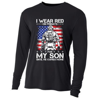 I Wear Red On Fridays For My Son Until He Comes Home Red White And Blue Cooling Performance Long Sleeve Crew