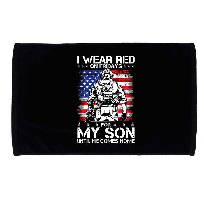 I Wear Red On Fridays For My Son Until He Comes Home Red White And Blue Microfiber Hand Towel