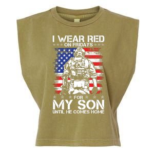 I Wear Red On Fridays For My Son Until He Comes Home Red White And Blue Garment-Dyed Women's Muscle Tee