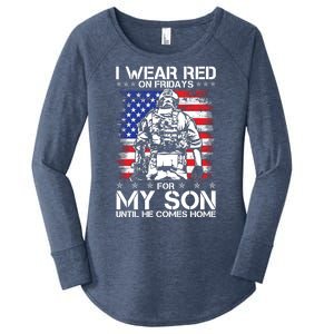 I Wear Red On Fridays For My Son Until He Comes Home Red White And Blue Women's Perfect Tri Tunic Long Sleeve Shirt