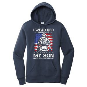 I Wear Red On Fridays For My Son Until He Comes Home Red White And Blue Women's Pullover Hoodie