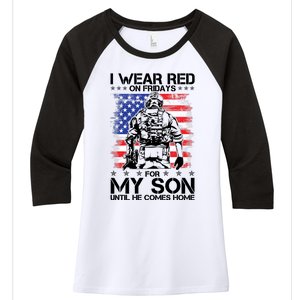 I Wear Red On Fridays For My Son Until He Comes Home Red White And Blue Women's Tri-Blend 3/4-Sleeve Raglan Shirt