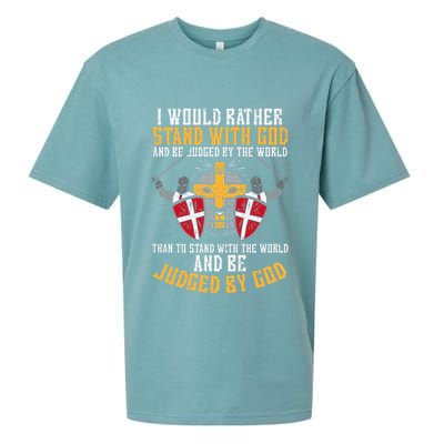 I Would Rather Stand With God Jesus Christian Sueded Cloud Jersey T-Shirt