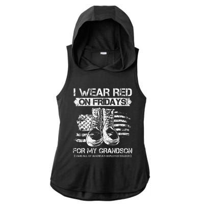 I Wear Red On Fridays For My Grandson Proud US Military Gift Ladies PosiCharge Tri-Blend Wicking Draft Hoodie Tank